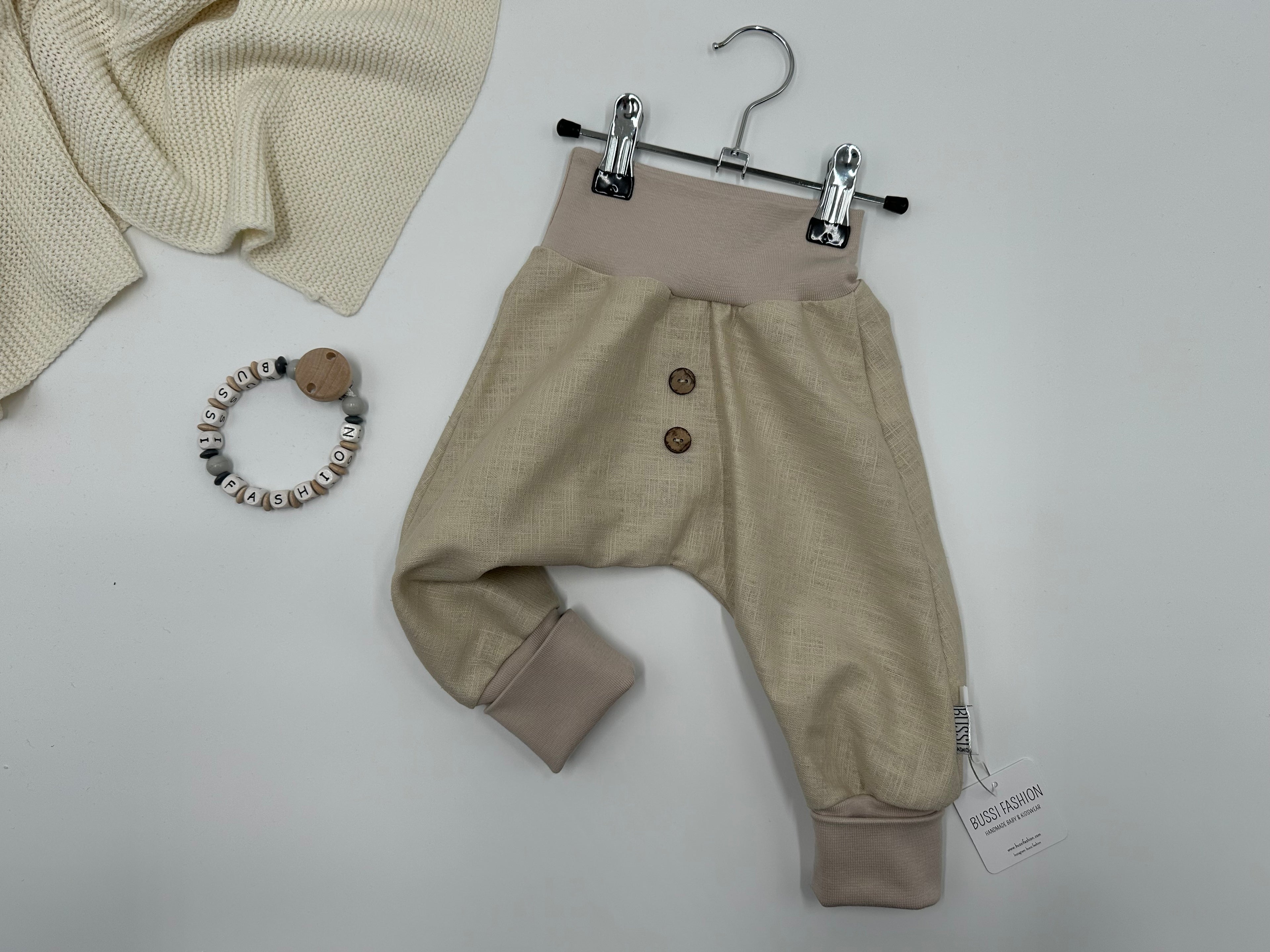 Leinenhose 80 beige