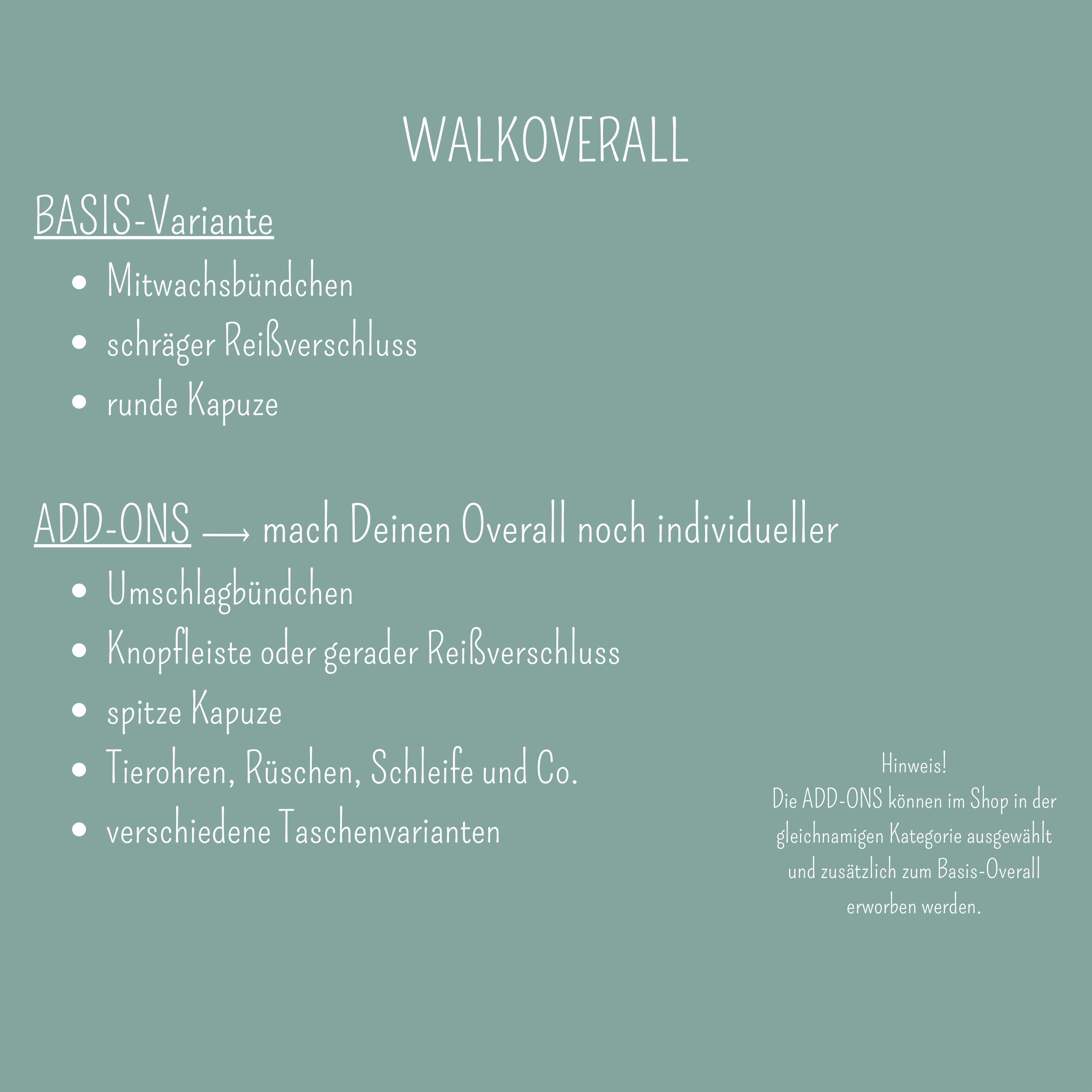 Walkoverall Reißverschluss