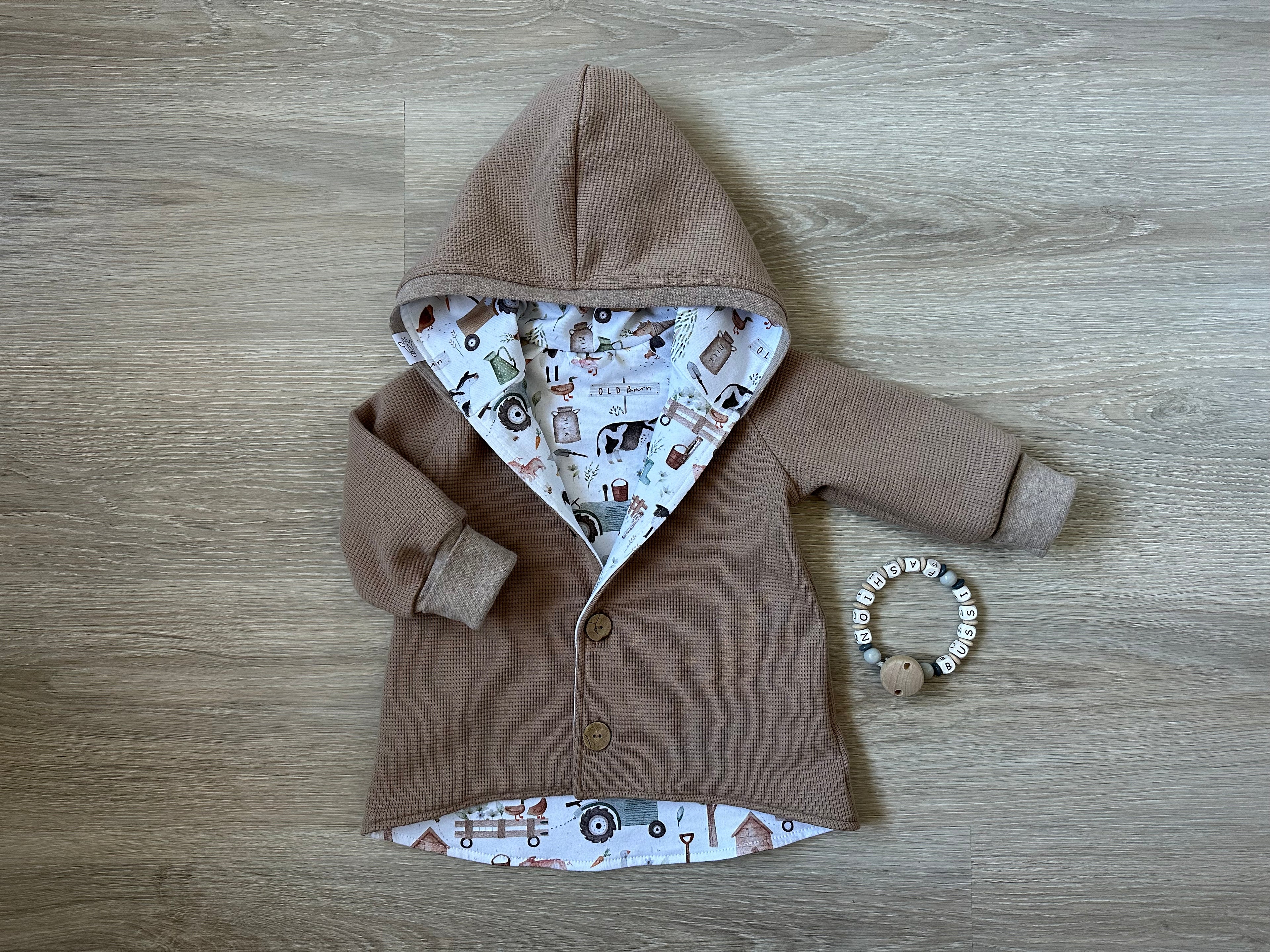 Jacke aus Waffeljersey 80 Bauernhof/beach